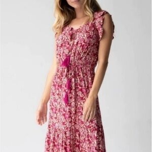 Natural Life Havanna Floral Red and Cream Sleeveless Maxi Dress - Size Large